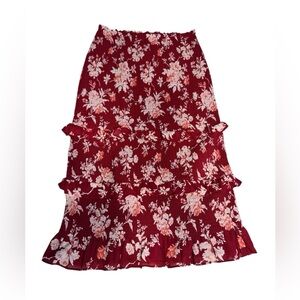 Floral Red Skirt with ruffles Abercrombie & Fitch Size L